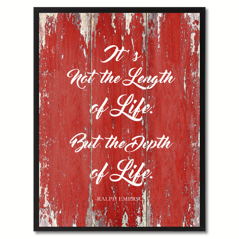 It's not the length of life but the depth of life - Ralph Waldo Emerson Saying Gifts Home Decor Wall Art Canvas Print with Custom Picture Frame, Red