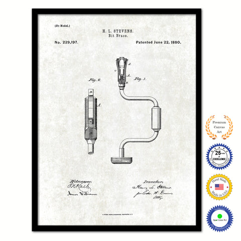 1880 Bit Brace Old Patent Art Print on Canvas Custom Framed Vintage Home Decor Wall Decoration Great for Gifts