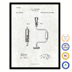 1880 Bit Brace Old Patent Art Print on Canvas Custom Framed Vintage Home Decor Wall Decoration Great for Gifts