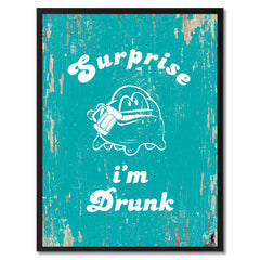 Surprise I'm Drunk Saying Canvas Print, Black Picture Frame Home Decor Wall Art Gifts