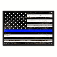 Thin Blue Line Honoring our Men and Women of Law Enforcement American Police USA Flag Vintage Canvas Print with Picture Frame Home Decor Man Cave Wall Art Collectible Decoration Artwork Gifts