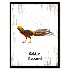 Golden Peasant Bird Canvas Print, Black Picture Frame Gift Ideas Home Decor Wall Art Decoration