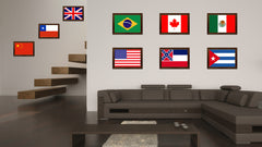 Mississippi State Flag Canvas Print with Custom Brown Picture Frame Home Decor Wall Art Decoration Gifts