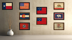 Samoa Country Flag Vintage Canvas Print with Brown Picture Frame Home Decor Gifts Wall Art Decoration Artwork