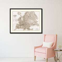 Europe Geological Vintage Sepia Map Canvas Print, Picture Frame Gifts Home Decor Wall Art Decoration