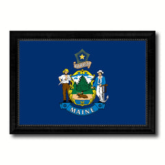 Massachusetts State Flag Canvas Print with Custom Black Picture Frame Home Decor Wall Art Decoration Gifts