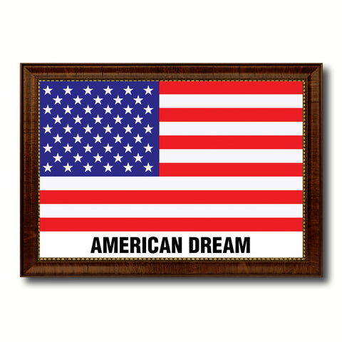 American Flag Vintage USA Canvas Print with Black Picture Frame Home Decor Man Cave Wall Art Collectible Decoration Artwork Gifts