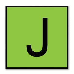Alphabet J Green Canvas Print Black Frame Kids Bedroom Wall Décor Home Art
