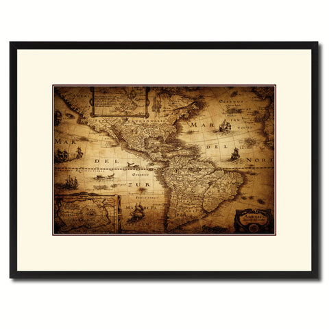 Asia Vintage B&W Map Canvas Print, Picture Frame Home Decor Wall Art Gift Ideas