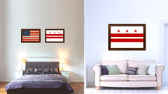 Washington DC Flag Canvas Print Brown Picture Frame