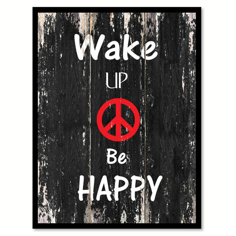 Wake up be happy 1 Motivational Quote Saying Canvas Print with Picture Frame Home Decor Wall Art