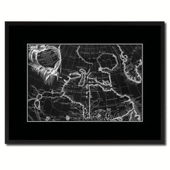 North East Canada & Greenland Vintage Monochrome Map Canvas Print, Gifts Picture Frames Home Decor Wall Art