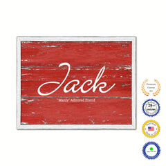 Jack Name Plate White Wash Wood Frame Canvas Print Boutique Cottage Decor Shabby Chic