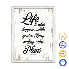 Life Is What Happens While You're Busy Making Other Plans Vintage Saying Gifts Home Decor Wall Art Canvas Print with Custom Picture Frame