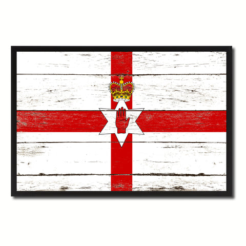 North Irish Ulster City Northern Ireland Country Flag Vintage Canvas Print with Black Picture Frame Home Decor Wall Art Collectible Decoration Artwork Gifts