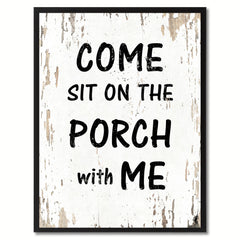 Come Sit On The Porch With Me Saying Canvas Print, Black Picture Frame Home Decor Wall Art Gifts