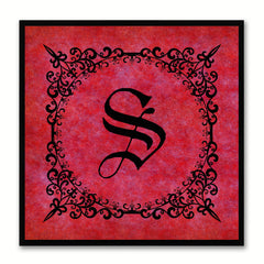 Alphabet S Red Canvas Print Black Frame Kids Bedroom Wall Décor Home Art