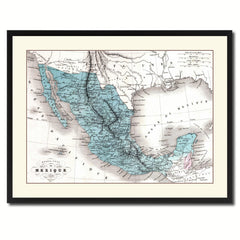 Mexico Vintage Antique Map Wall Art Home Decor Gift Ideas Canvas Print Custom Picture Frame