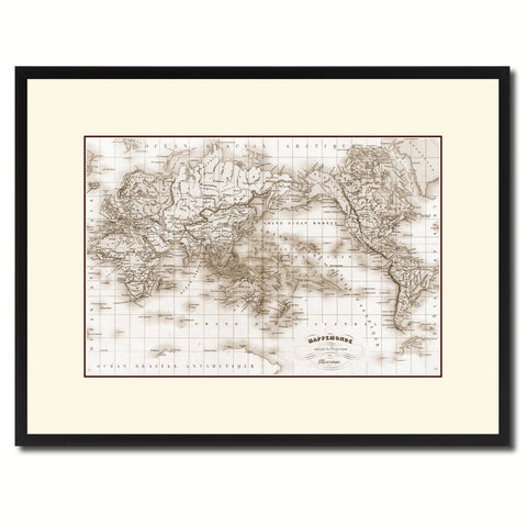 World Vintage Sepia Map Canvas Print, Picture Frame Gifts Home Decor Wall Art Decoration