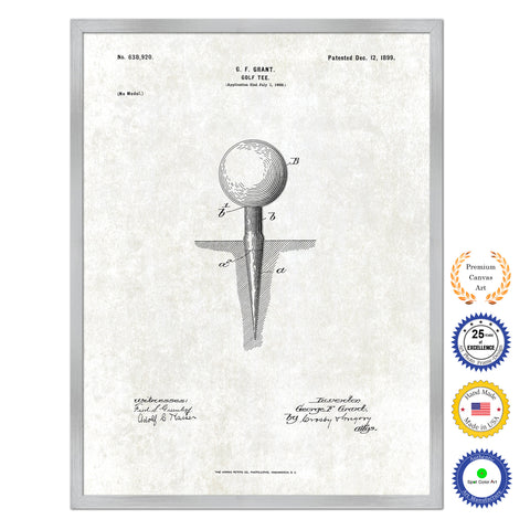 1899 Golf Tee Old Patent Art Print on Canvas Custom Framed Vintage Home Decor Wall Decoration Great for Gifts