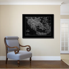 Greece Vintage Monochrome Map Canvas Print, Gifts Picture Frames Home Decor Wall Art