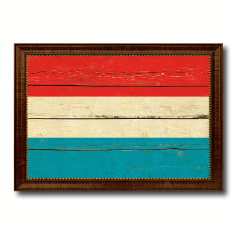 Luxembourg Country Flag Vintage Canvas Print with Brown Picture Frame Home Decor Gifts Wall Art Decoration Artwork