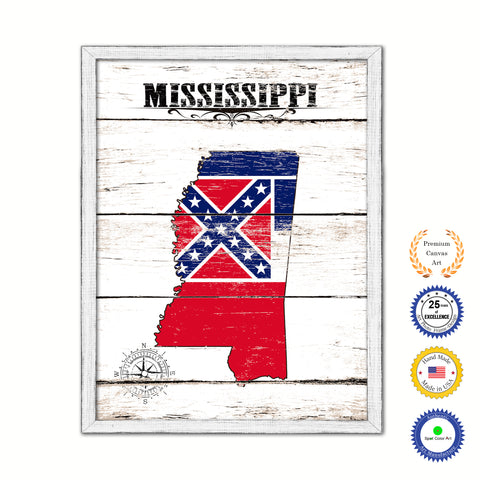 Mississippi Flag Gifts Home Decor Wall Art Canvas Print with Custom Picture Frame