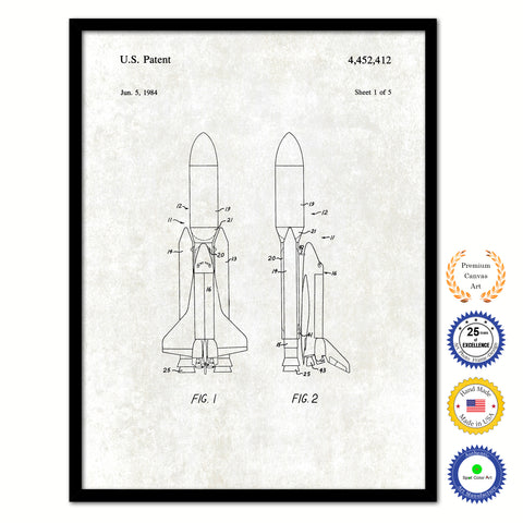 1984 Space Shuttle Old Patent Art Print on Canvas Custom Framed Vintage Home Decor Wall Decoration Great for Gifts