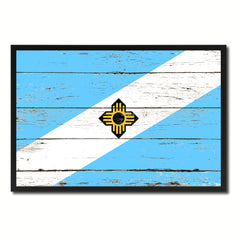 Madison City Wisconsin State Flag Vintage Canvas Print with Black Picture Frame Home Decor Wall Art Collectible Decoration Artwork Gifts
