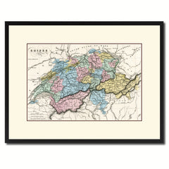 Switzerland Vintage Antique Map Wall Art Home Decor Gift Ideas Canvas Print Custom Picture Frame