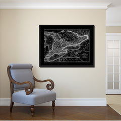 Ontario Canada Vintage Monochrome Map Canvas Print, Gifts Picture Frames Home Decor Wall Art