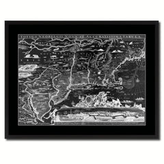 New England Vintage Monochrome Map Canvas Print, Gifts Picture Frames Home Decor Wall Art