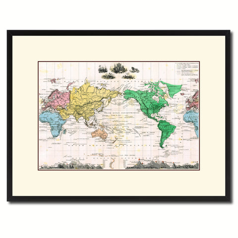 World Vintage Antique Map Wall Art Home Decor Gift Ideas Canvas Print Custom Picture Frame