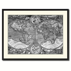 Macro Closeup Vintage B&W Map Canvas Print, Picture Frame Home Decor Wall Art Gift Ideas