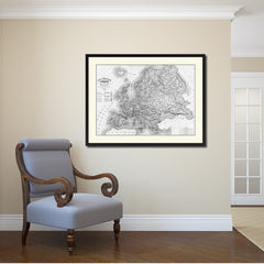Europe Geological Vintage B&W Map Canvas Print, Picture Frame Home Decor Wall Art Gift Ideas