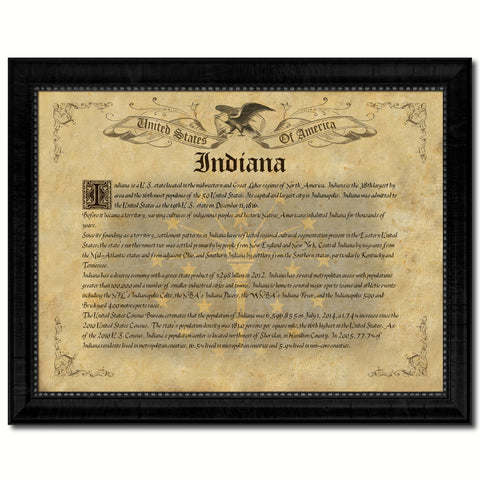 Indiana Flag Gifts Home Decor Wall Art Canvas Print with Custom Picture Frame