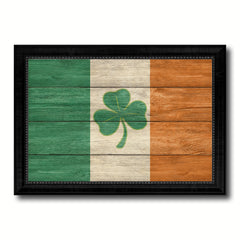 Ireland Saint Patrick Flag Texture Canvas Print with Black Picture Frame Gift Ideas Home Decor Wall Art