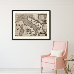 Italy Vintage Sepia Map Canvas Print, Picture Frame Gifts Home Decor Wall Art Decoration