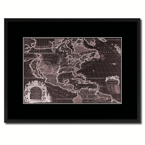 North America Vintage Vivid Sepia Map Canvas Print, Picture Frames Home Decor Wall Art Decoration Gifts