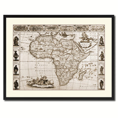 Africa Vintage Sepia Map Canvas Print, Picture Frame Gifts Home Decor Wall Art Decoration