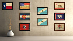 Madison City Wisconsin State Vintage Flag Canvas Print Black Picture Frame