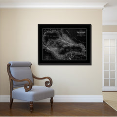 West Indies Caribbean Vintage Monochrome Map Canvas Print, Gifts Picture Frames Home Decor Wall Art