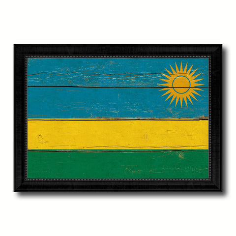 Rwanda Country Flag Vintage Canvas Print with Black Picture Frame Home Decor Gifts Wall Art Decoration Artwork