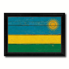 Rwanda Country Flag Vintage Canvas Print with Black Picture Frame Home Decor Gifts Wall Art Decoration Artwork