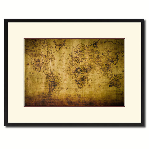 World Vintage Antique Map Wall Art Home Decor Gift Ideas Canvas Print Custom Picture Frame