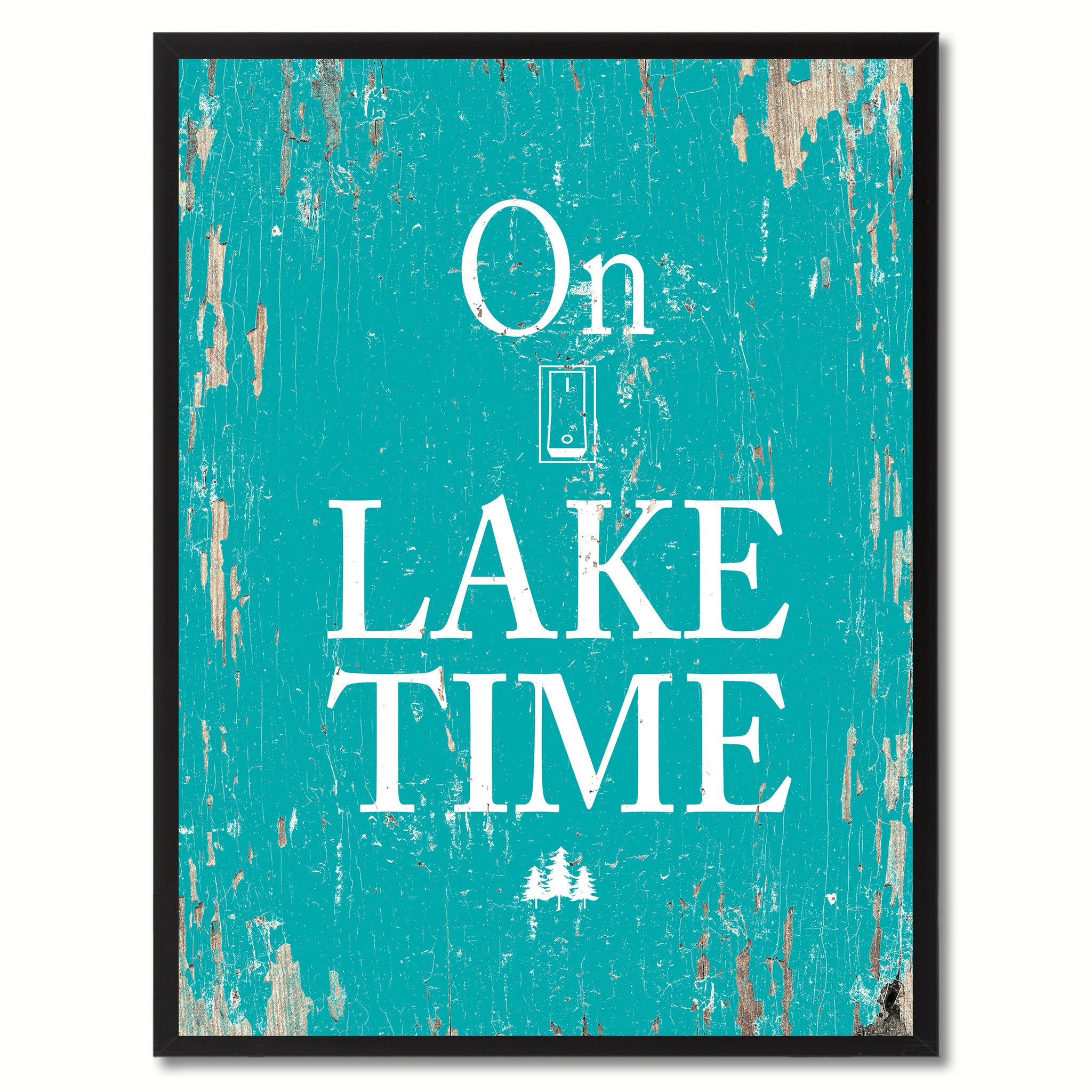 On Lake Time Saying Canvas Print, Black Picture Frame Home Decor Wall Art Gifts