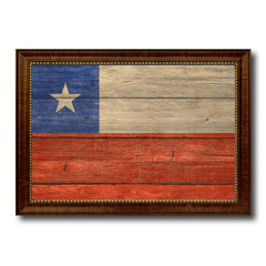 Chile Country Flag Texture Canvas Print with Brown Custom Picture Frame Home Decor Gift Ideas Wall Art Decoration