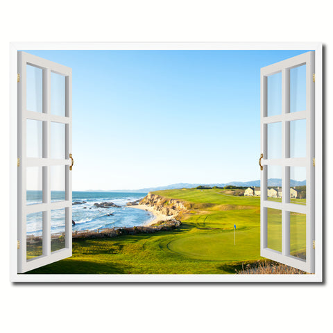 Palm Springs California West Golf Course Picture French Window Framed Canvas Print Home Decor Wall Art Collection