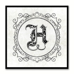 Alphabet H White Canvas Print Black Frame Kids Bedroom Wall Décor Home Art