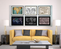 Africa Vintage Sepia Map Canvas Print, Picture Frame Gifts Home Decor Wall Art Decoration